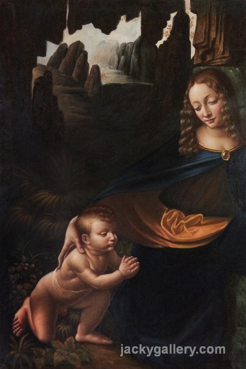 Virgin of the Rocks (Louvre detail with child), Leonardo Da Vinci's high quality hand-painted oil painting reproduction